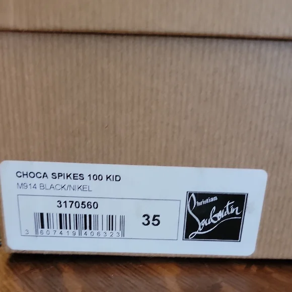 Christian Louboutin Black Choca Spikes 100 Kid Heels - Picture 15 of 16